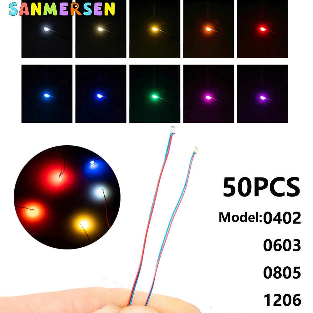 10x Micro LED SMD 0402/0603/0805/1206 Avec Câble - 7 Couleurs, Pour Modélisme Ou électronique