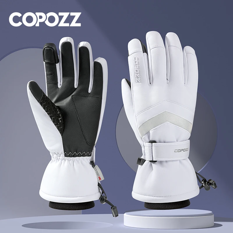 COPOZZ New Winter Men Women Ski Gloves Windproof Warm Waterproof Touch-Screen Non-slip Snowboard Snowmobile Thicken Skiing Glove 2