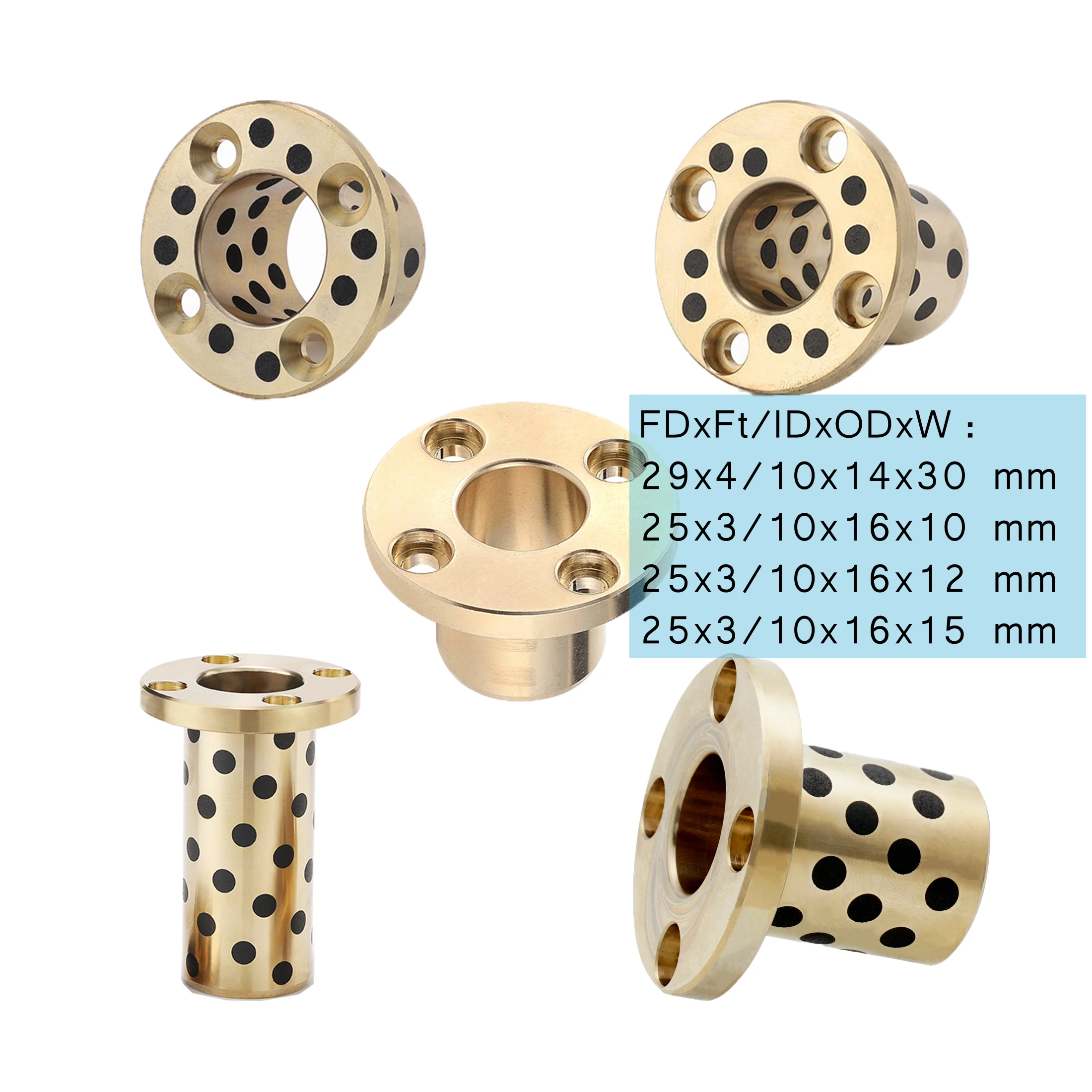 29*4/10*14*30 Flanged 1010/1012/1015/1030 OFR01 Bronze 25*3/10*16*10/12/15 MPTZ Bushing Diameter 10mm OLBH Graphite Bush Bearing