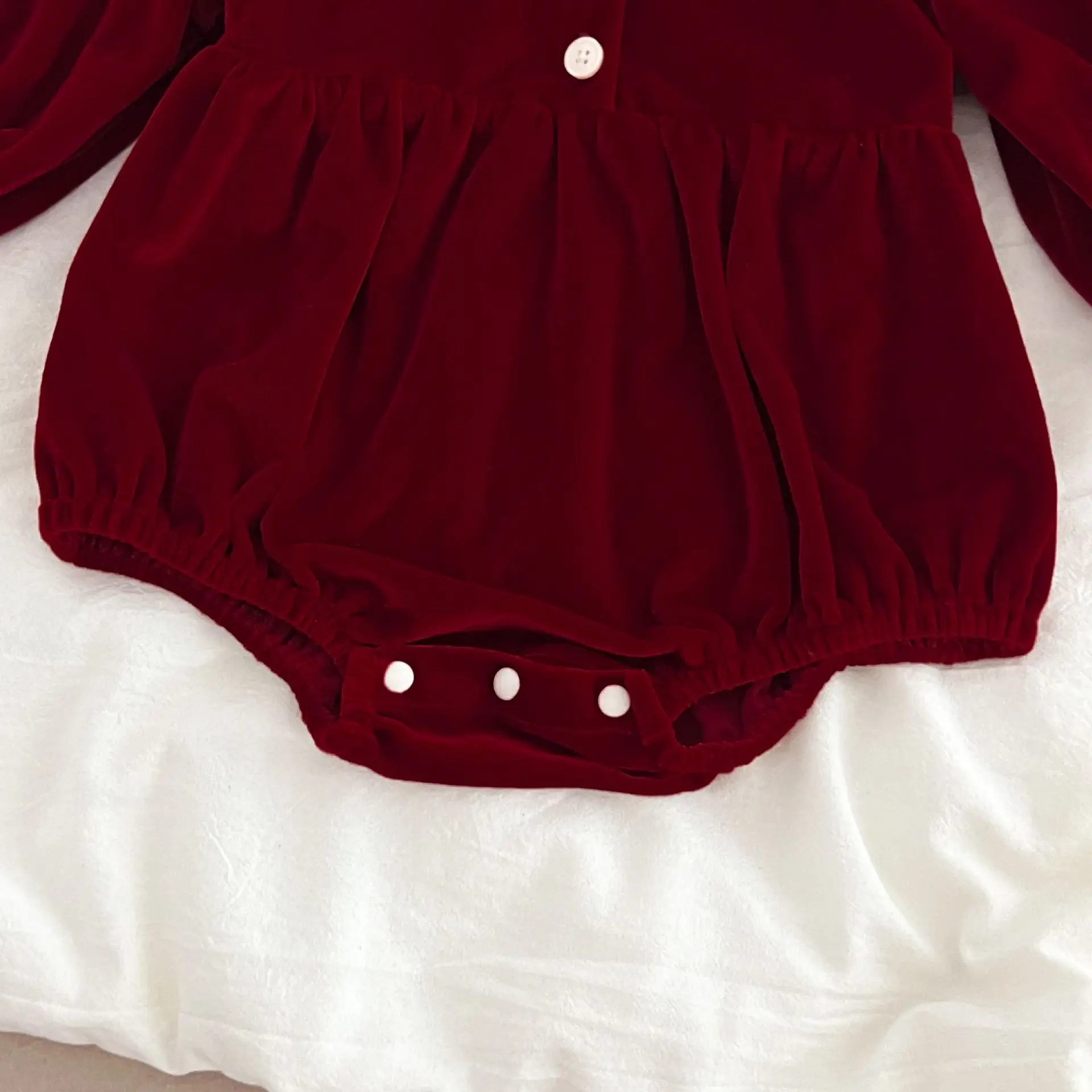 Kind Mädchen Zwei Stil Kleid Elegante Burgund Samt Outfits Spitze Peter Pan Kragen Spitze Getrimmt Manschetten Kinder Rock Baby Strampler – Detail 20