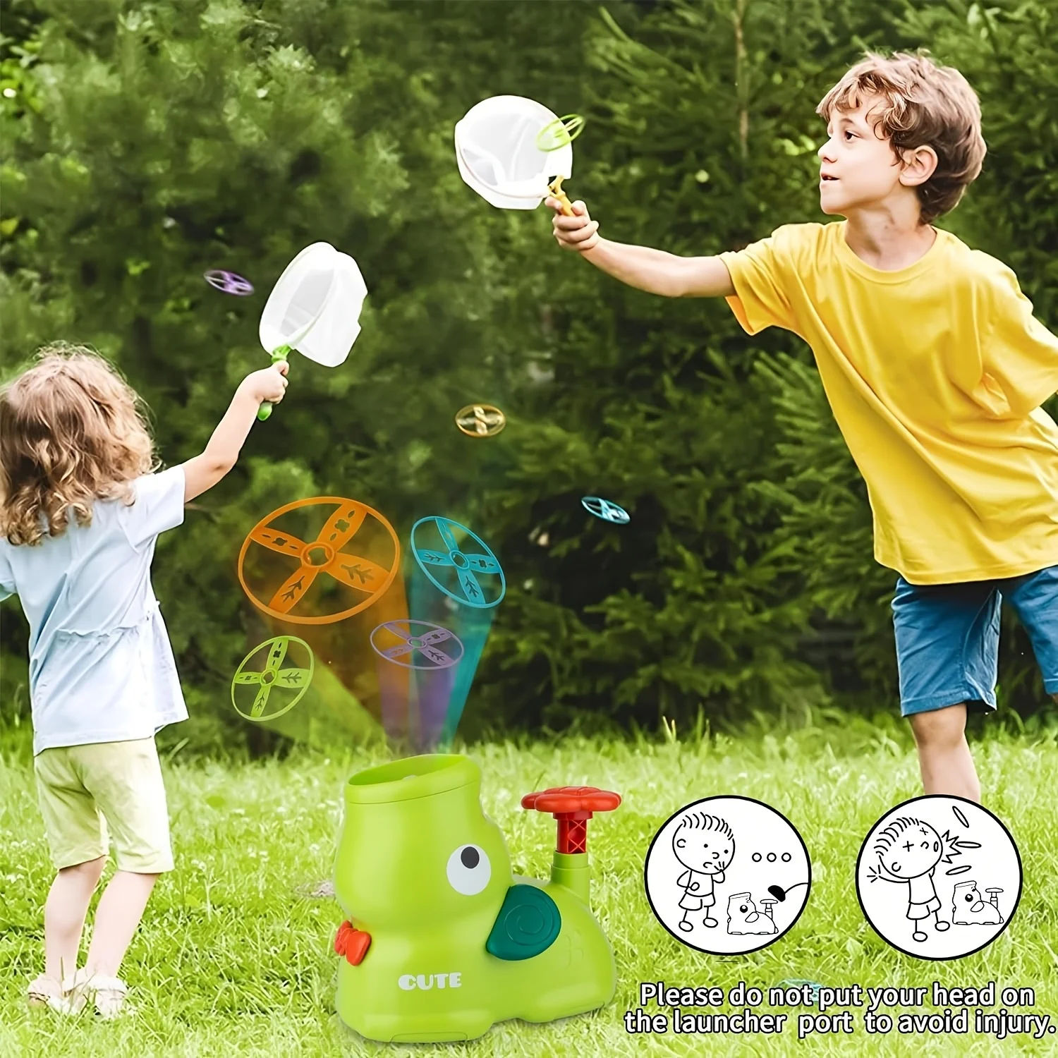 Lanceur soucoupe volante éléphant rose pour enfants - Jeu extérieur durable parc jardin jouet