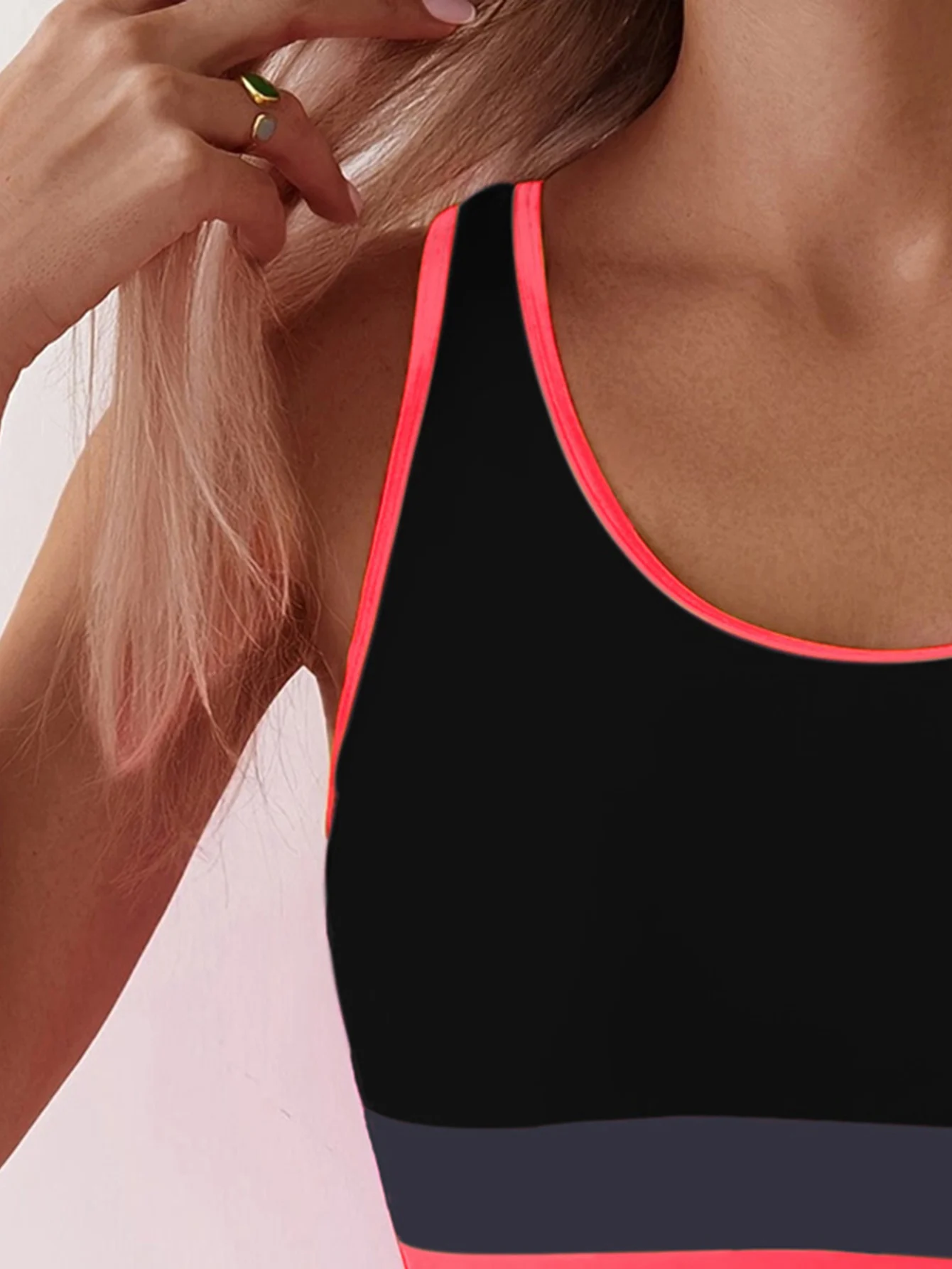 Women's Color Block Two Piece Swimsuit - High Waist Sports Bikini Set