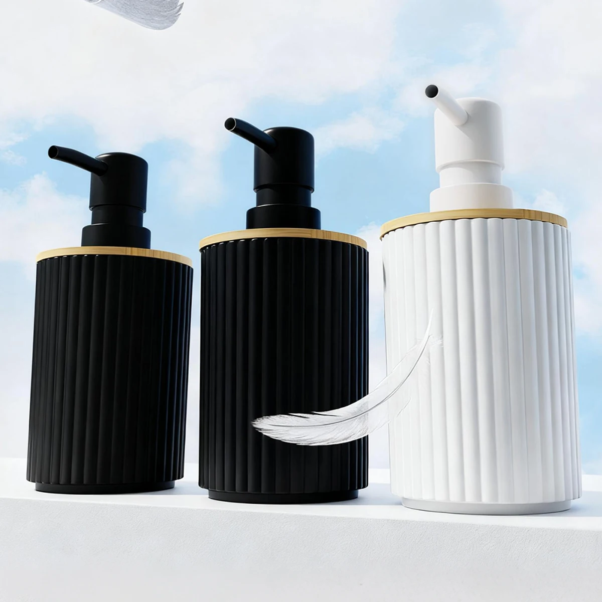 Full view of bathroom accessory set