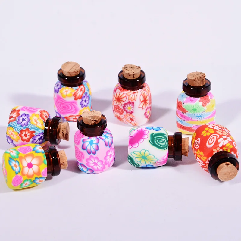 코르크 호박색 미니 유리병, 에센셜 오일 병, 결혼 선물, 소원 병, 2ml, 로트당 10 개