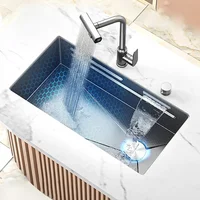 Waterfall Sink Large Single Slot 304 Stainless Steel Kitchen Sink Embossed Washbasin Under The Basin Installation For Kitchen 1