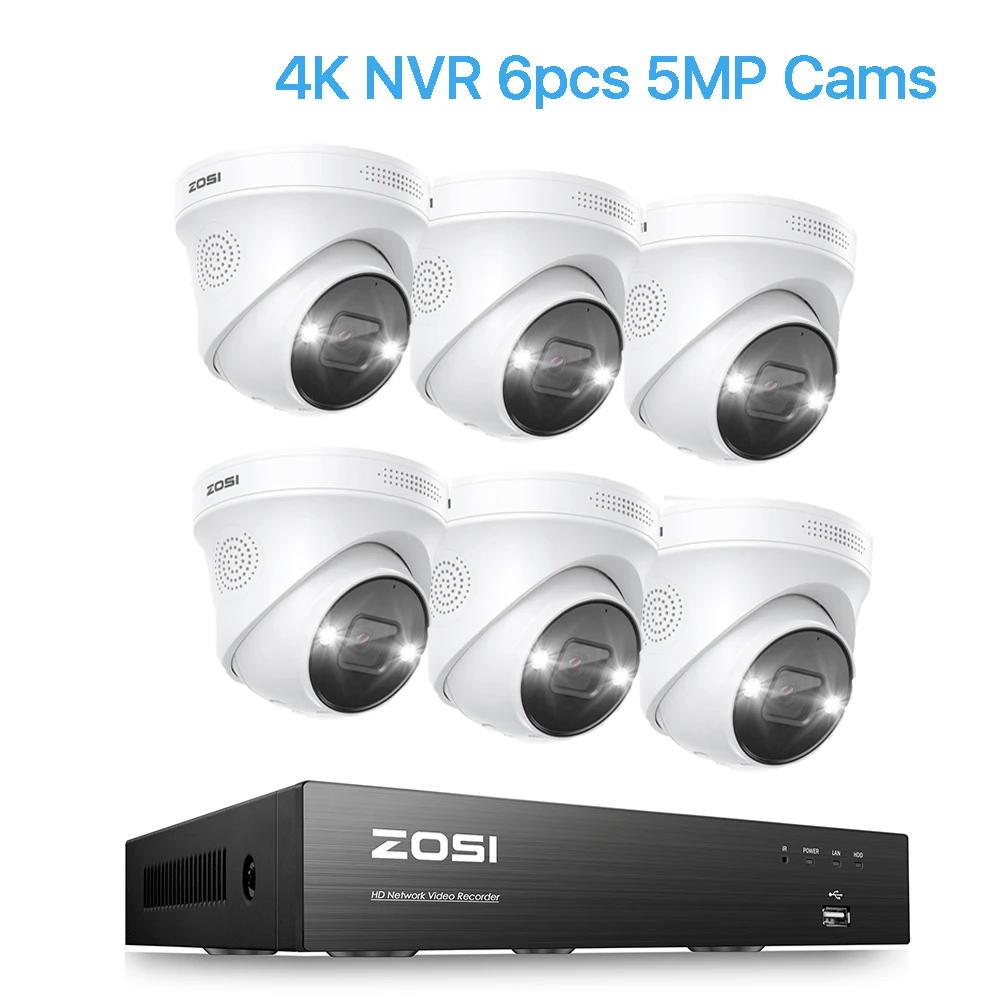 4K NVR 6pcs 5MP Cams
