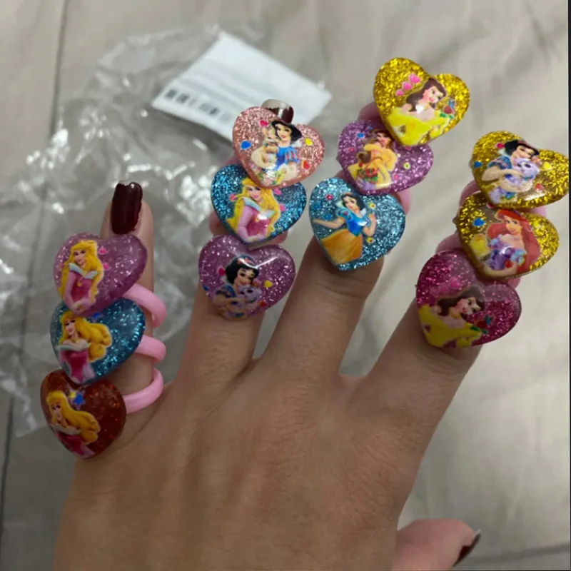 Party Supplies 12pcs Disney Frozen Elsa Anna Princess Ring Acrylic Minnie Mouse Unicorn Kids Party Decor Girls Gifts