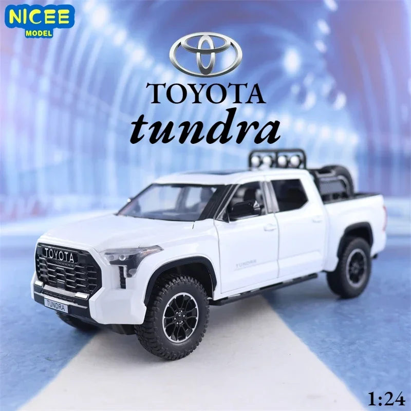 1:24 Toyota Tundra Pickup Off-road vehicle Diecast Metal Alloy Model car Sound Light Pull Back Collection Kids Toy Gifts A591