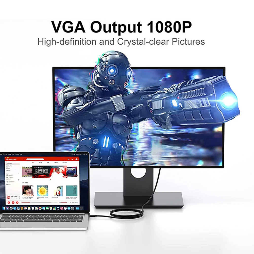 PC ǻ Ϳ ݵ Ʈ ִ USB CŸ-VGA  ̺, 1.8M, 6FT, 10Gbps, USB3.1