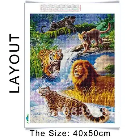 Full Square Tiger Lion Leopard Diamond Embroidery AZQSD Diamond Painting Forest Animal Gift Home Decor Handmade images - 6