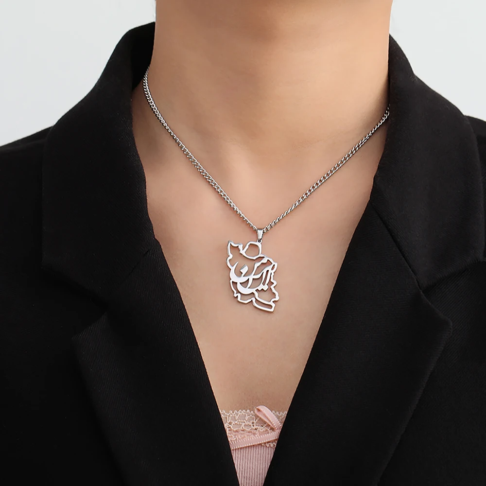 Dawapara Iran Karte und Frieden Taube Olivenzweig Halskette Persische Kalligraphie Anhänger Edelstahl Schmuck – Detail 14