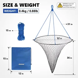 Foldable Green Portable Crab and Shrimp Fishing Net with Drop Landing Design (32in)