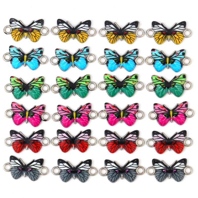 Lot De 2 Colliers Fantaisie Papillon - Alliage Gris Et émail - 26 Grammes - Occasion