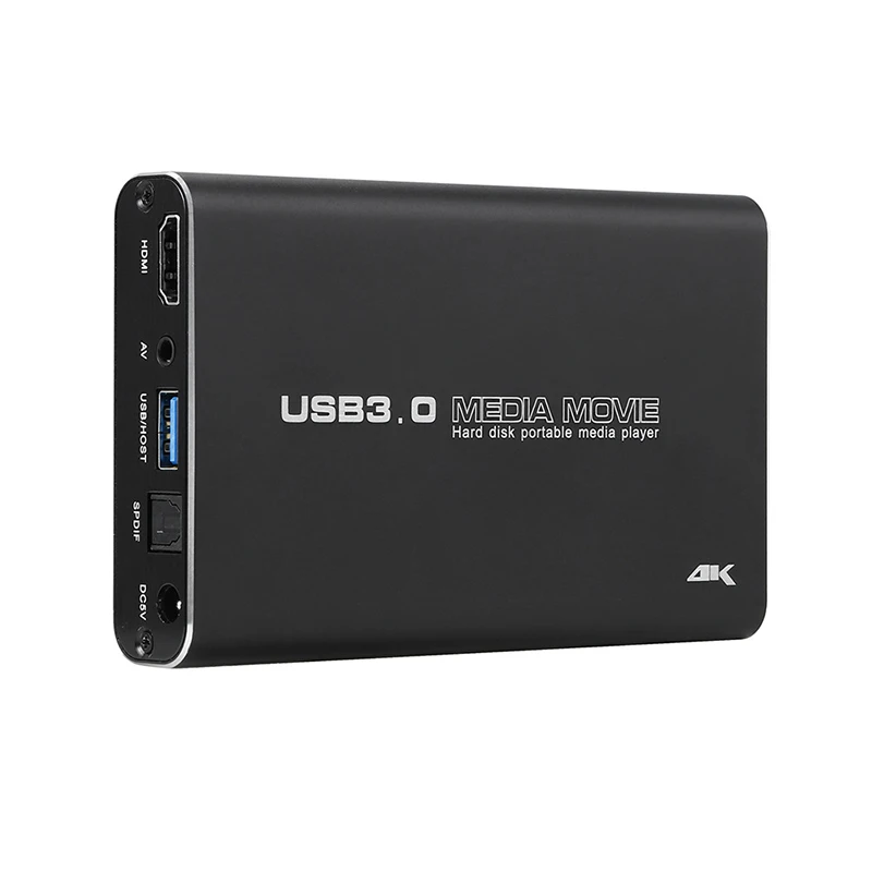 4K USB3.0 HDD Media Player For USB HDD SD MKV H.265 AV TV AVI RMVB WMV Full HD USB 2.5" SATA Multimedia Media Player