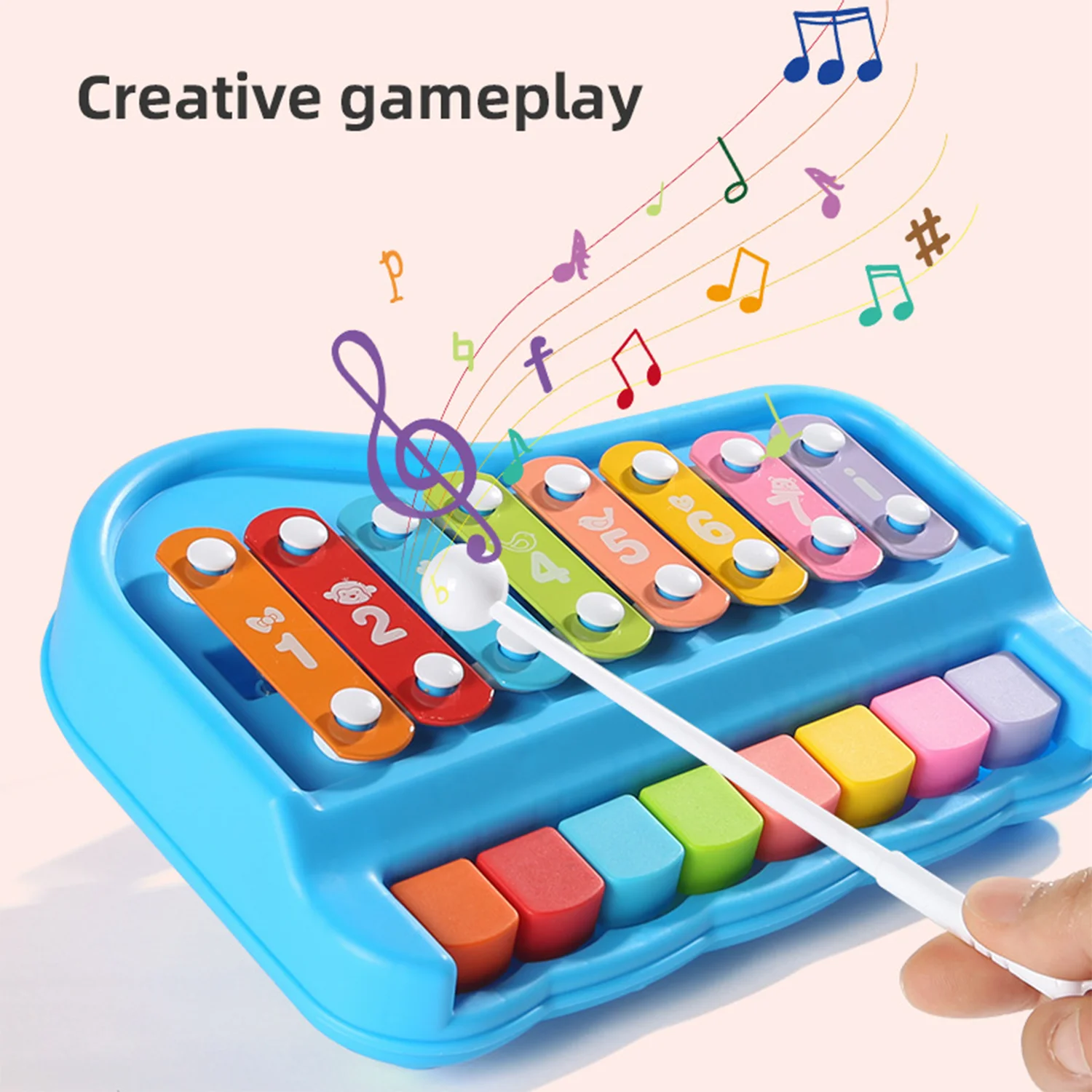 Children's piano toys, eight tone hand percussion instruments, fun music playing, two in one percussion instrument 2