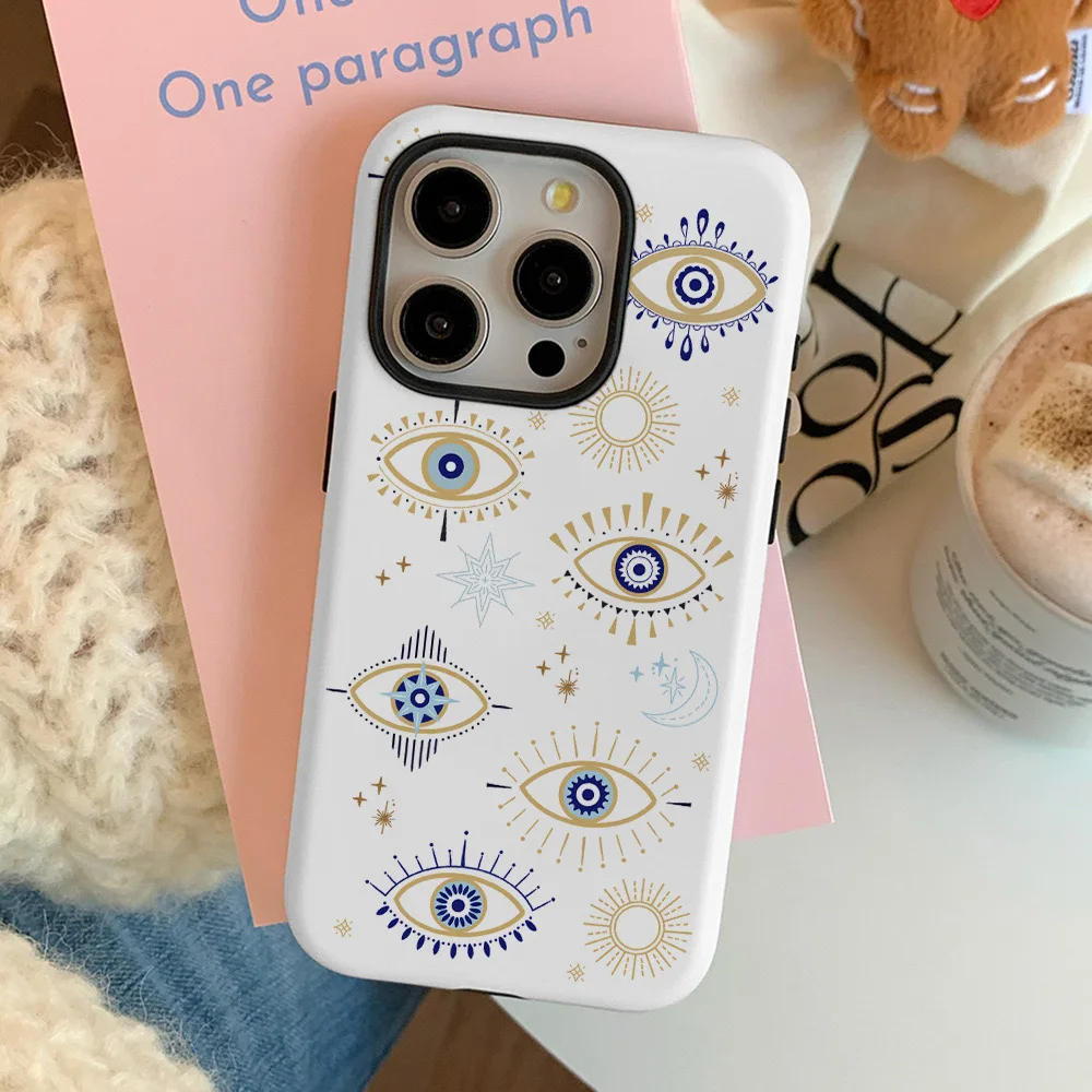 Retro Eye Pattern iPhone Case – Acrylic & TPU, Dual Protection