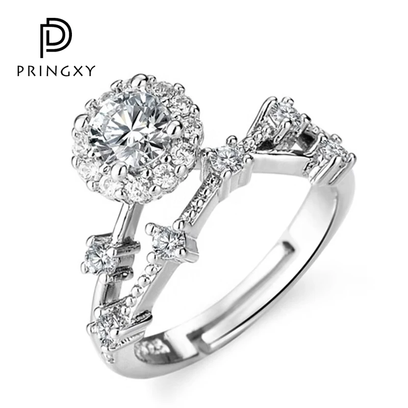 

PRINGXY Moissanite Ring for Women 1CT D VVS Round Diamond Ring Engagement Christmas 925 Sterling Silver Wedding Fine Jewelry New