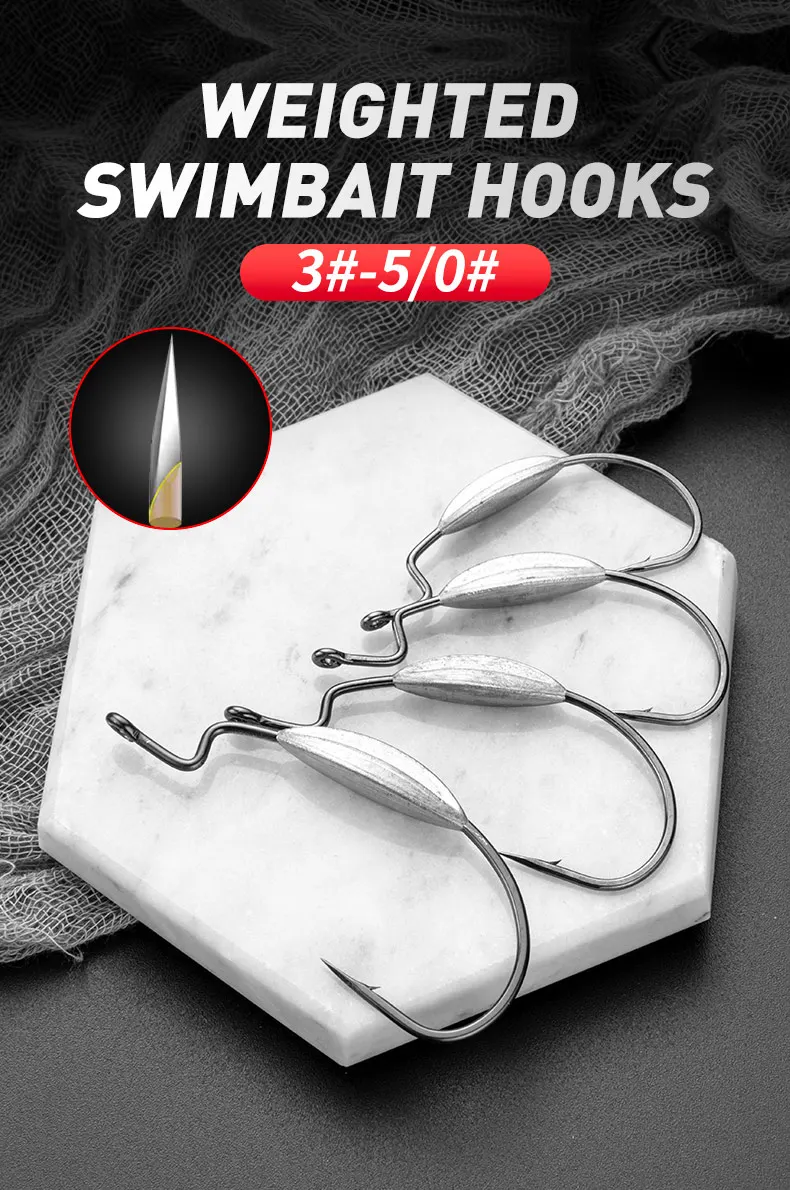 5 Stück/Lot Angelhaken Sharkly-Haken für weiche Köder, Kurbelhaken mit Blei, ultraleichter Angelhaken, 3-fach starker Haken – Detail 1