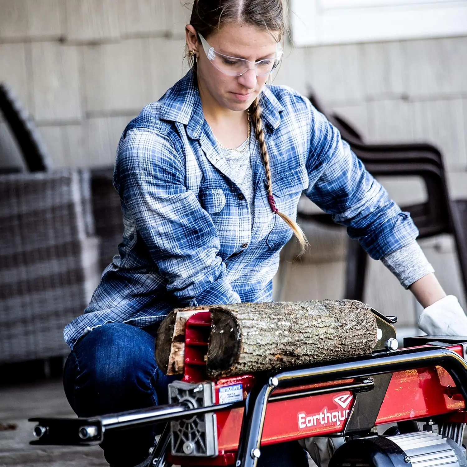 5-ton Electric Log Splitter 1500-Watt Motor Precision Pump Gears Copper Motor Windings Durable Transport Wheels