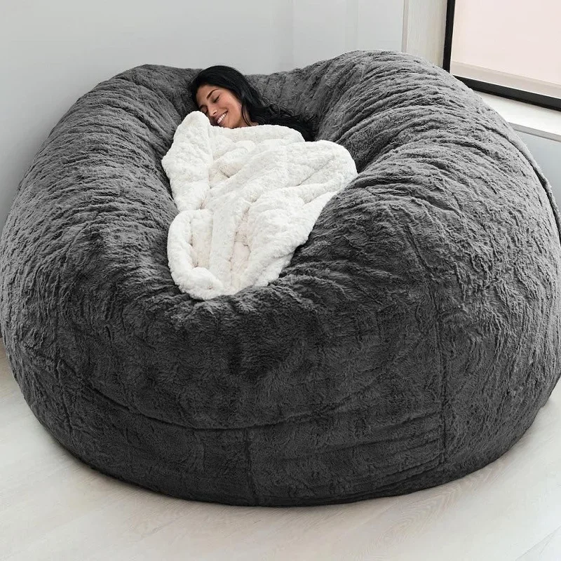Description Picture 5 of itemLazy Sofa Foam Bed Bean Bag Double Three Bedroom Plush Bean Rice Fabric Recliner Sand Bean Bag Lazy Sofa Set