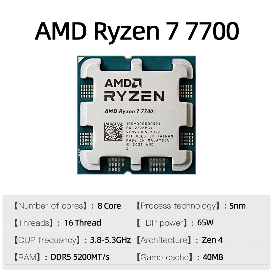 AMD Ryzen7 7700 CPU [ジャンク] Amazon.com: AMD Ryzen 7 7700 8-Core, 16-Thread Unlocked Desktop