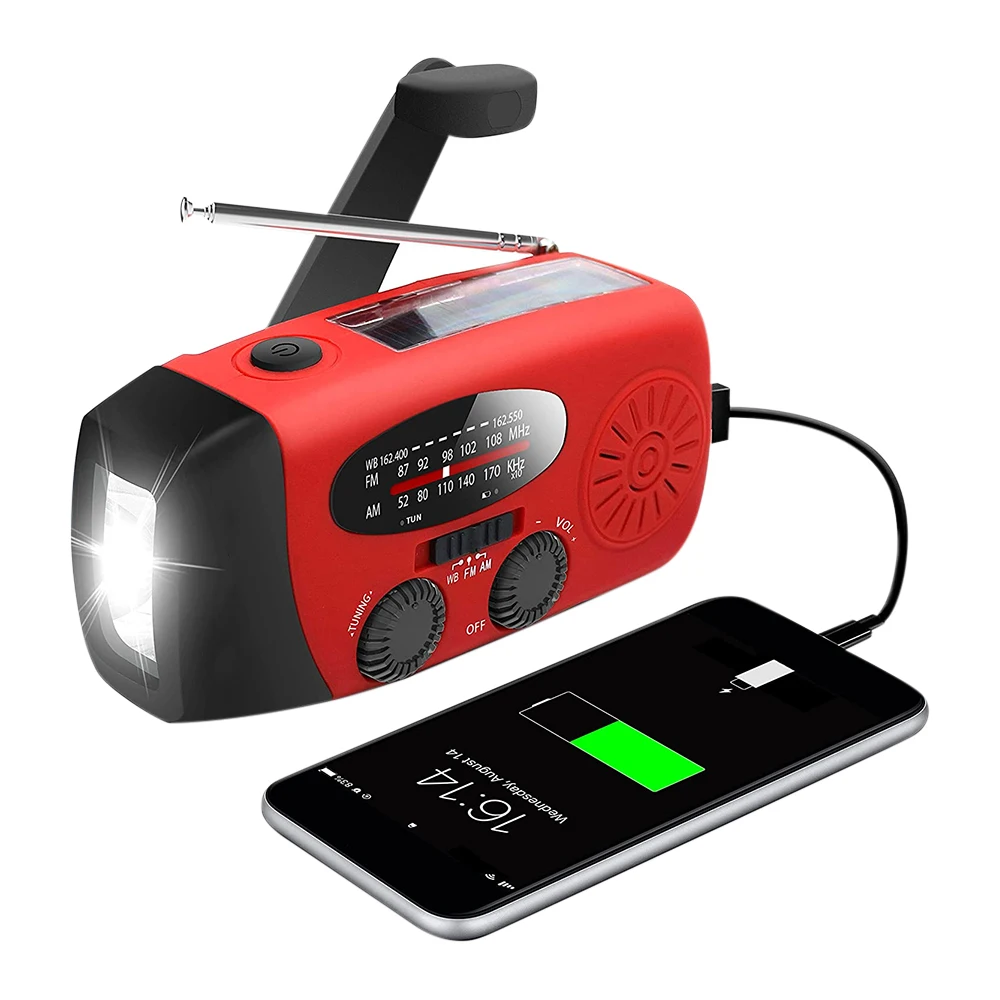 

KDKA-902 Solar Hand Crank RADIO Receiver Mini Portable AM/FM Weather Radio With Multifunctional Flashlight Emergency Power suppl