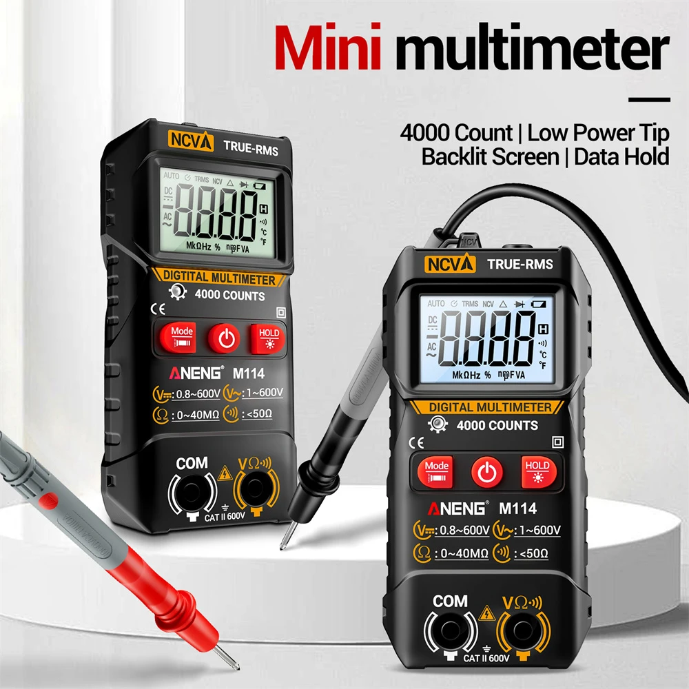 M114 M115 Automatic AC/DC Multimeter NCV Voltage Detect Resistance Capacitance Diode Test Backlight Display Digital Voltmeter
