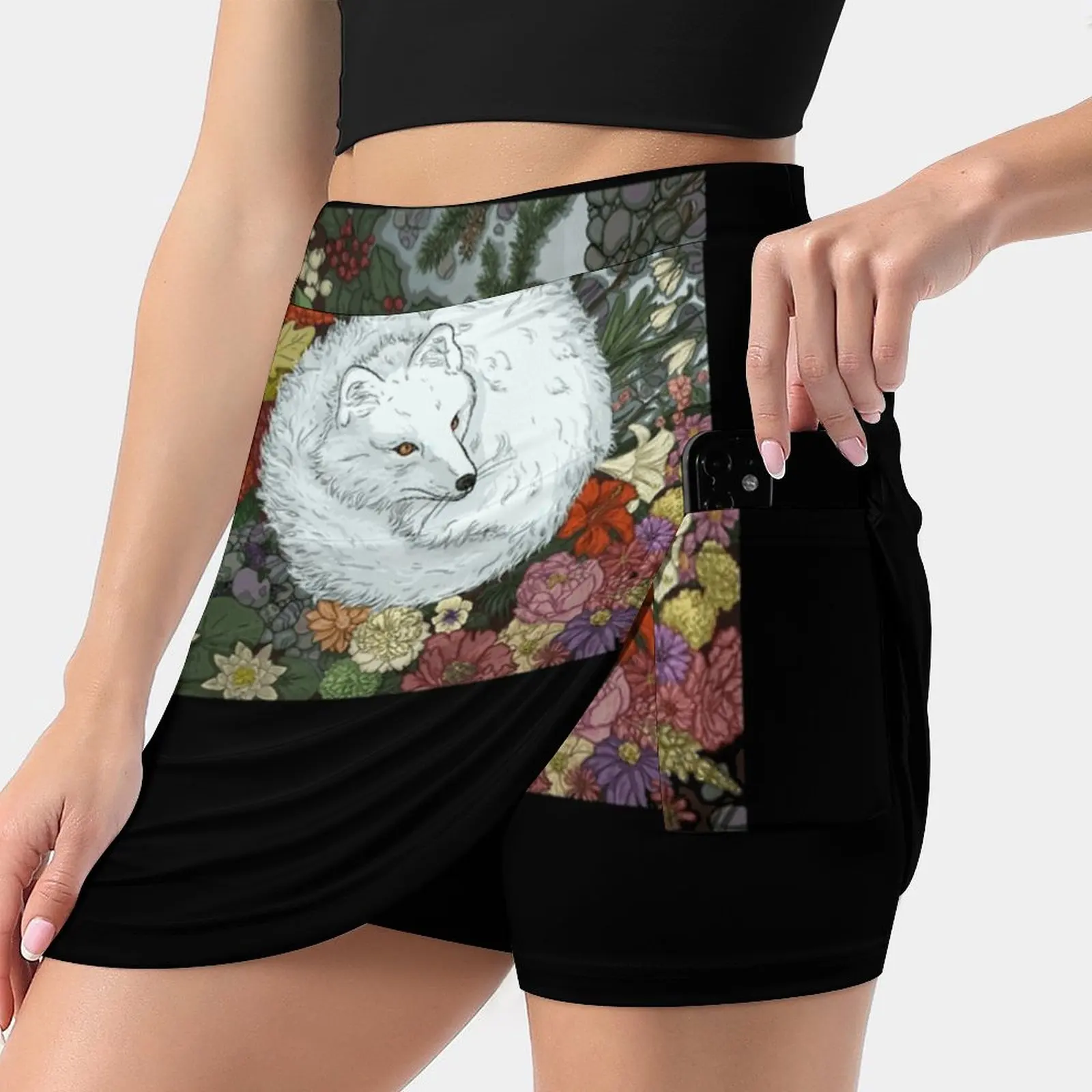 

Arctic Fox Women Sports Skirt Tennis Golf Dance Fitness Running Yoga Skirts Fox Arctic Fox Polar Fox Flowers Animals Ladies
