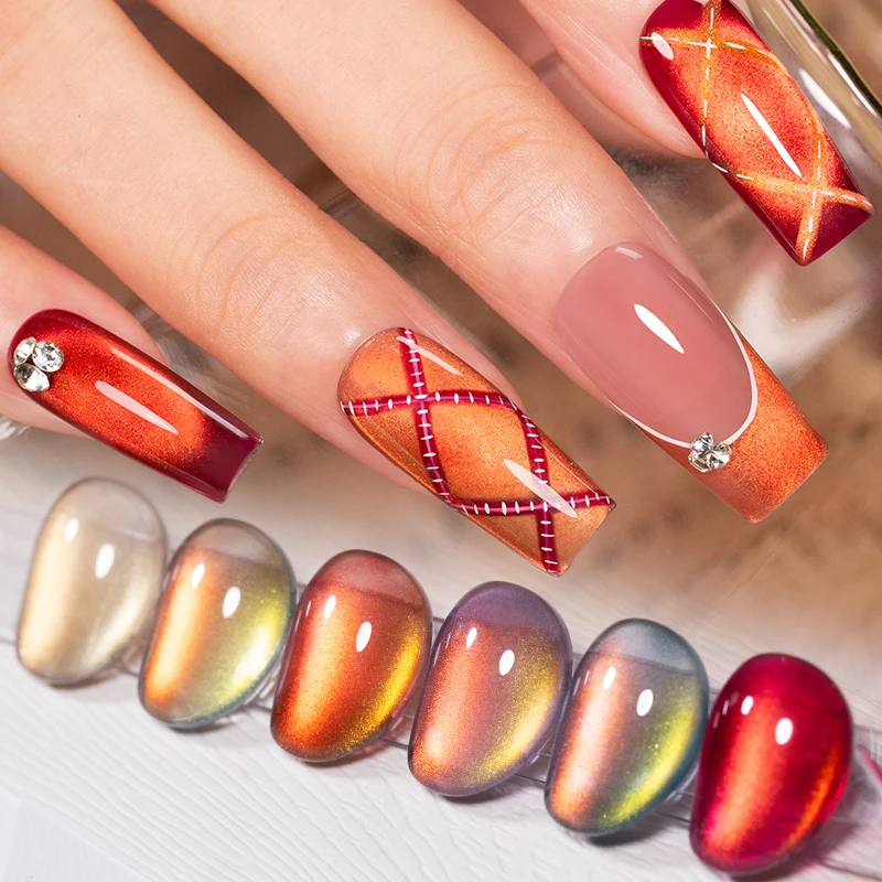 AWStorG 6가지 색상 유리 고양이 자석 젤 네일 폴리쉬 7.5ml 풀 커버리지 바니쉬 세미 퍼머넌트 슈퍼 화려한 네일 매니큐어