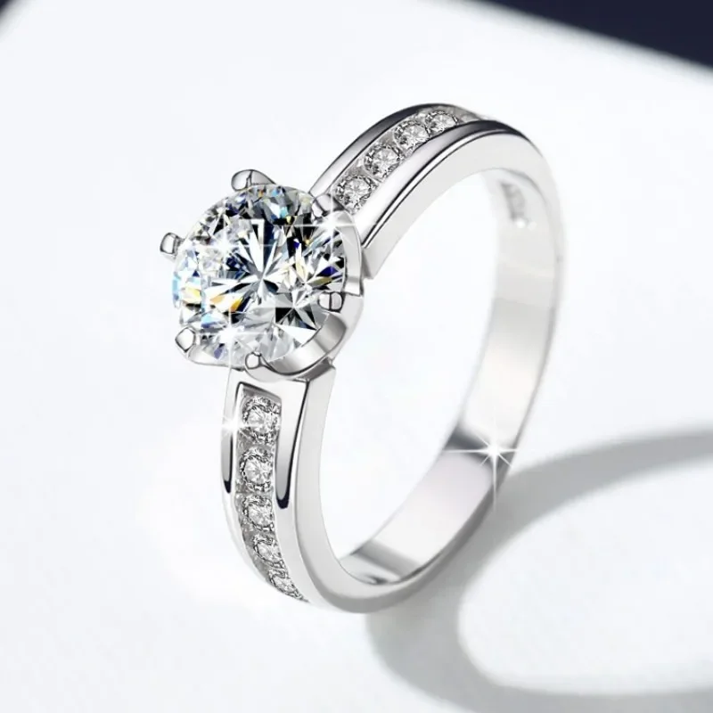 1 Carat Mozanstone Classic S925 Sterling Silver Ring Six Prong Woman Ring Engagement Jewelry 3