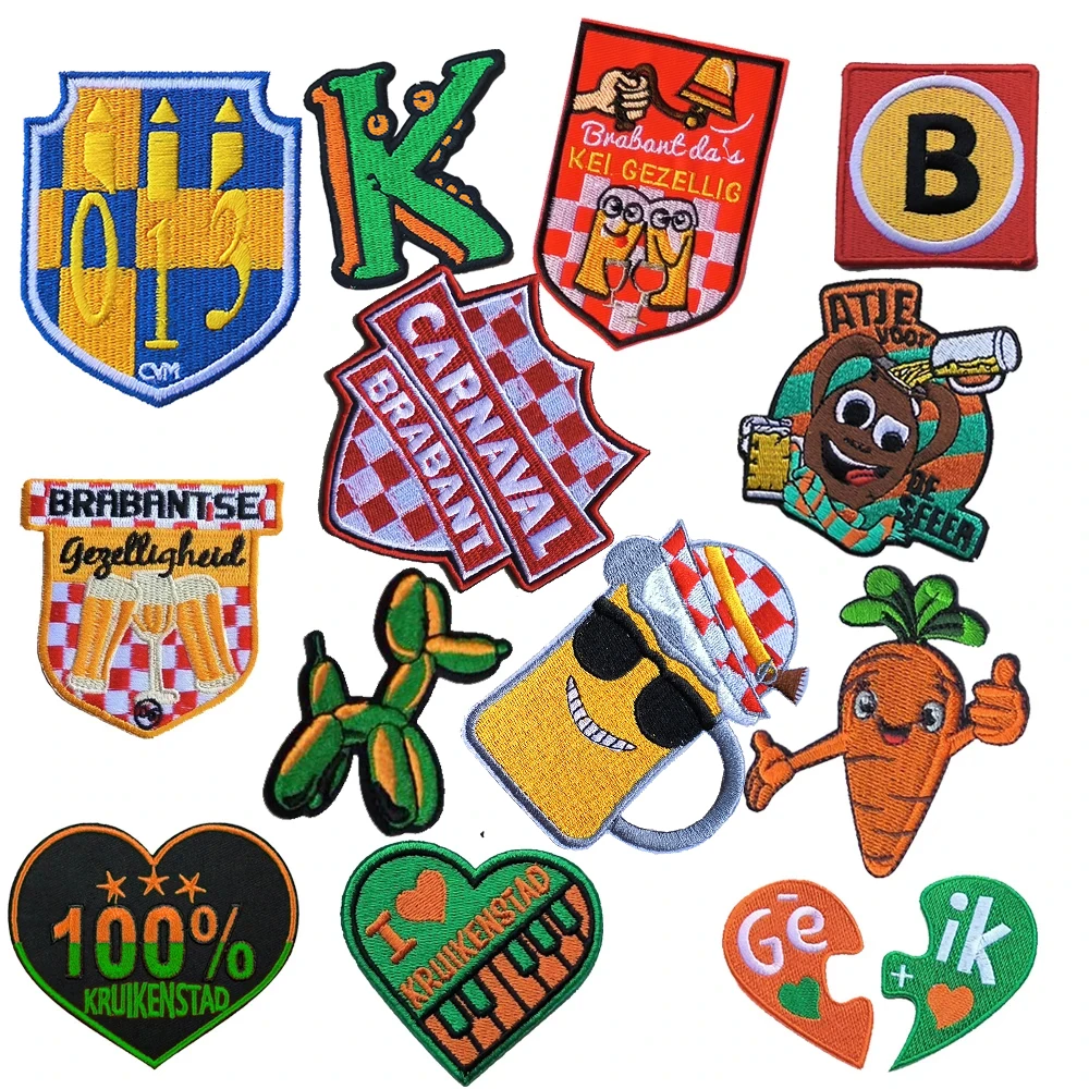 Netherland Brabant Kruikenstad Peeënrijk Beer Carnaval Patches for Clothing Iron on Embroidered Sew Applique emblem Badge