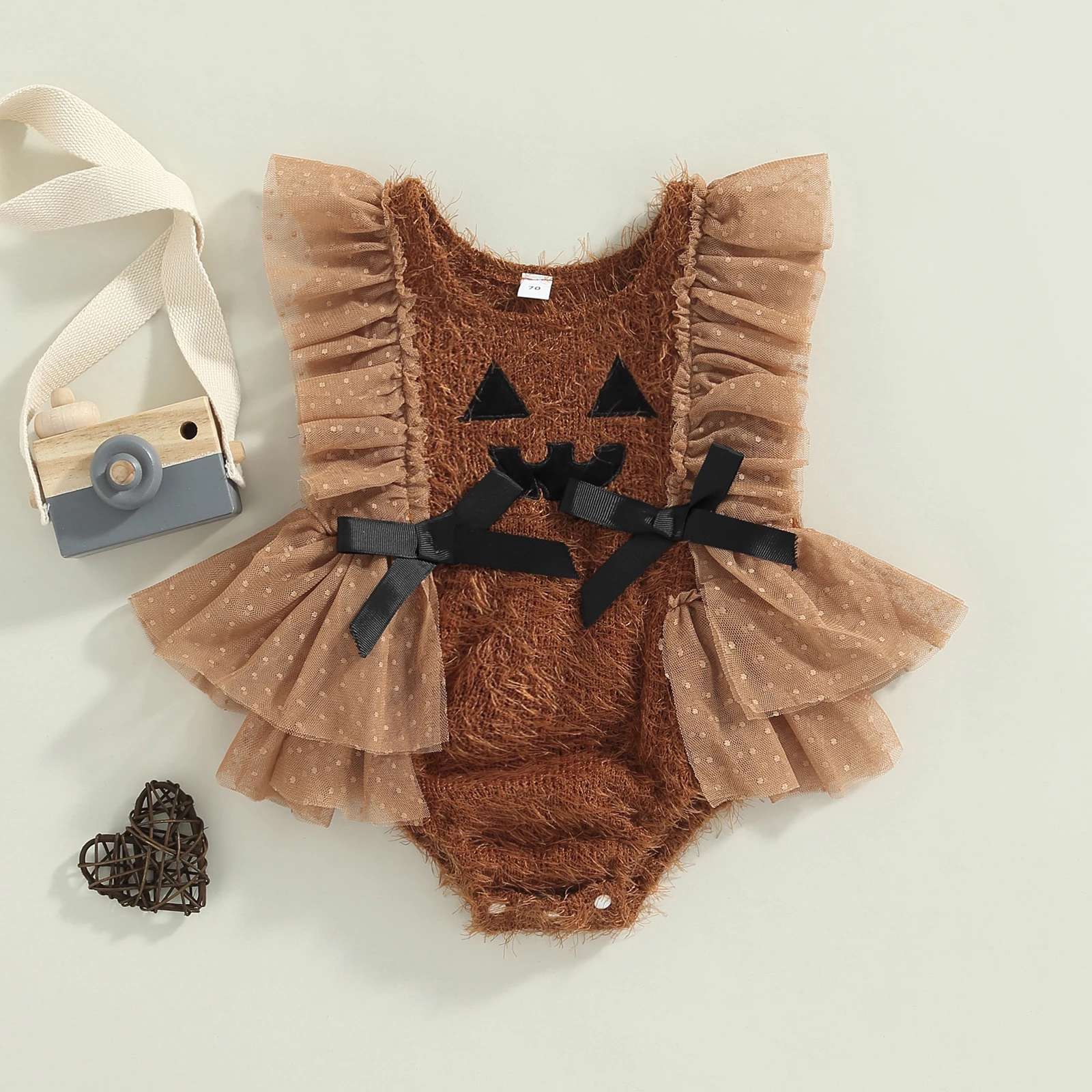 Ma&Baby 0 24M Halloween Newborn Infant Baby Girl Romper Lace Plush