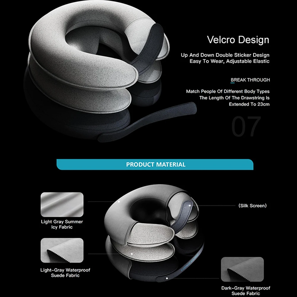 Iatabl Crvical Rlaxation Collar Sparat Iation Pump 3 Tubs Nck Dcomprssion Dvic Pain Rlif Soft for Old_voghion.com