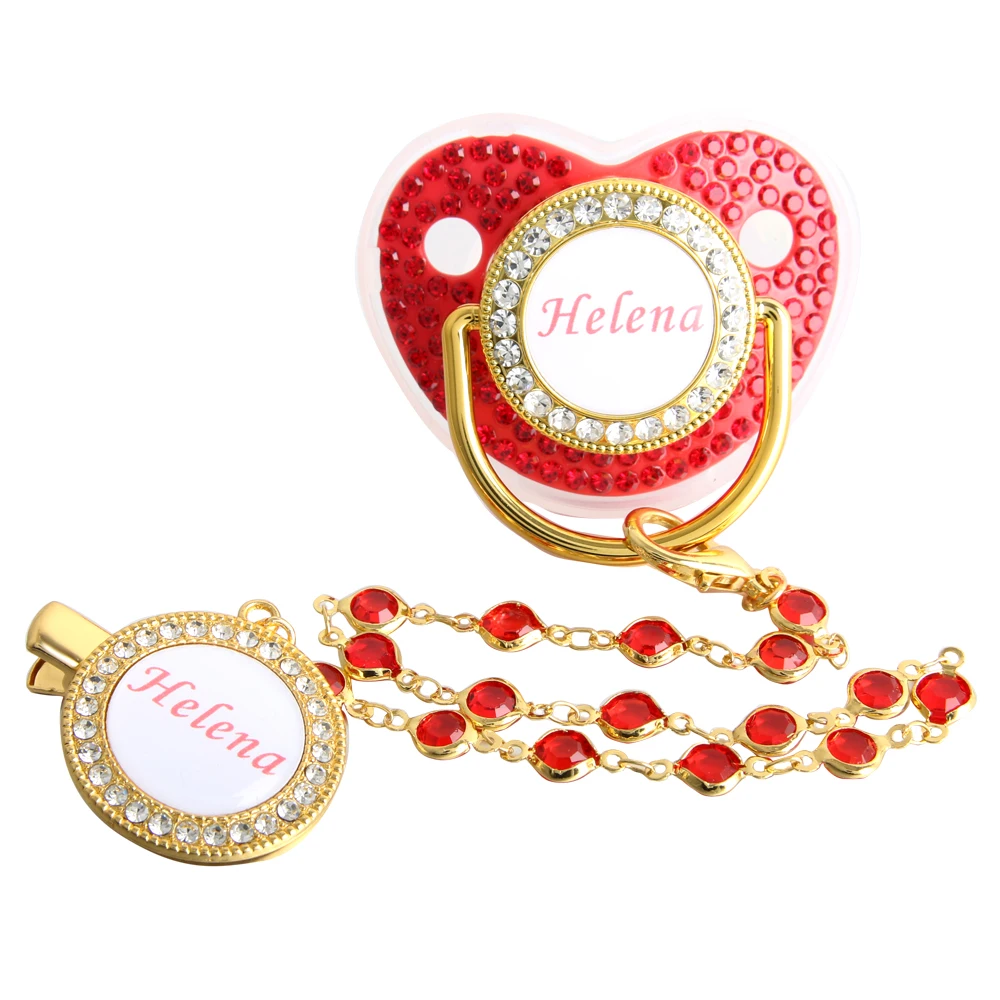 Personalised Crown Name Baby Pacifier Dummy With Chain Clip