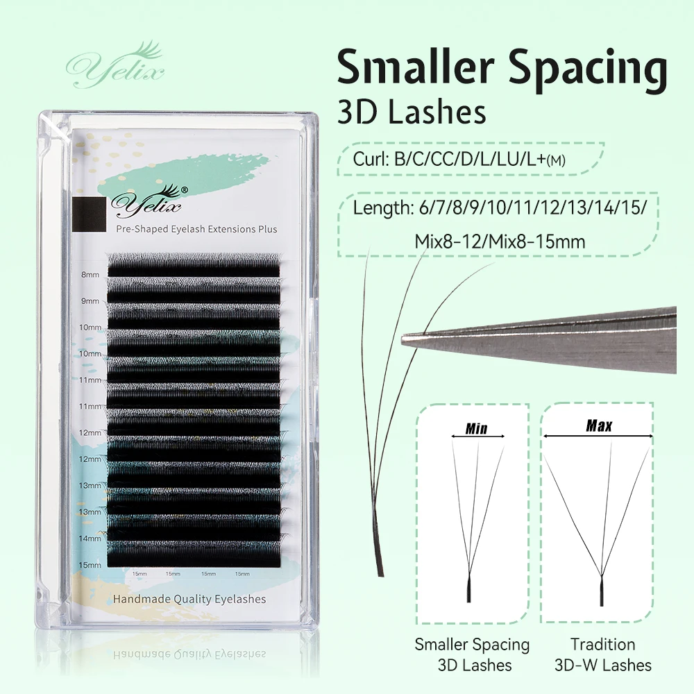 Yelix Neue 3D W Form Kleine Öffnung Wimpern Verlängerung Vorgefertigte Volumen Wimpern L M Schmale 3D W Wimpern Faux Wimpern Make-Up-Tools