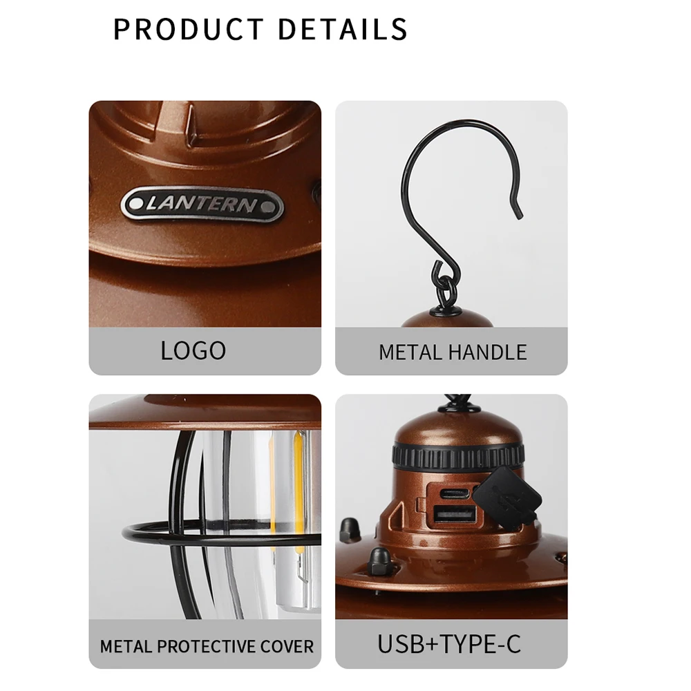 10000mAh Camping Portable Retro Lantern camping light portable lanterns camping lamp camping lantern Vintage Tent Lighting Lantern Decoration Waterproof Outdoor Garden Street Path Lawn Lamp