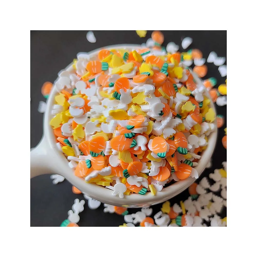 Orange Carrot White Bunny Rabbit Yellow Chicken Easter Mix Polymer Clay Sprinkle Slices For Holiday Party Decoration