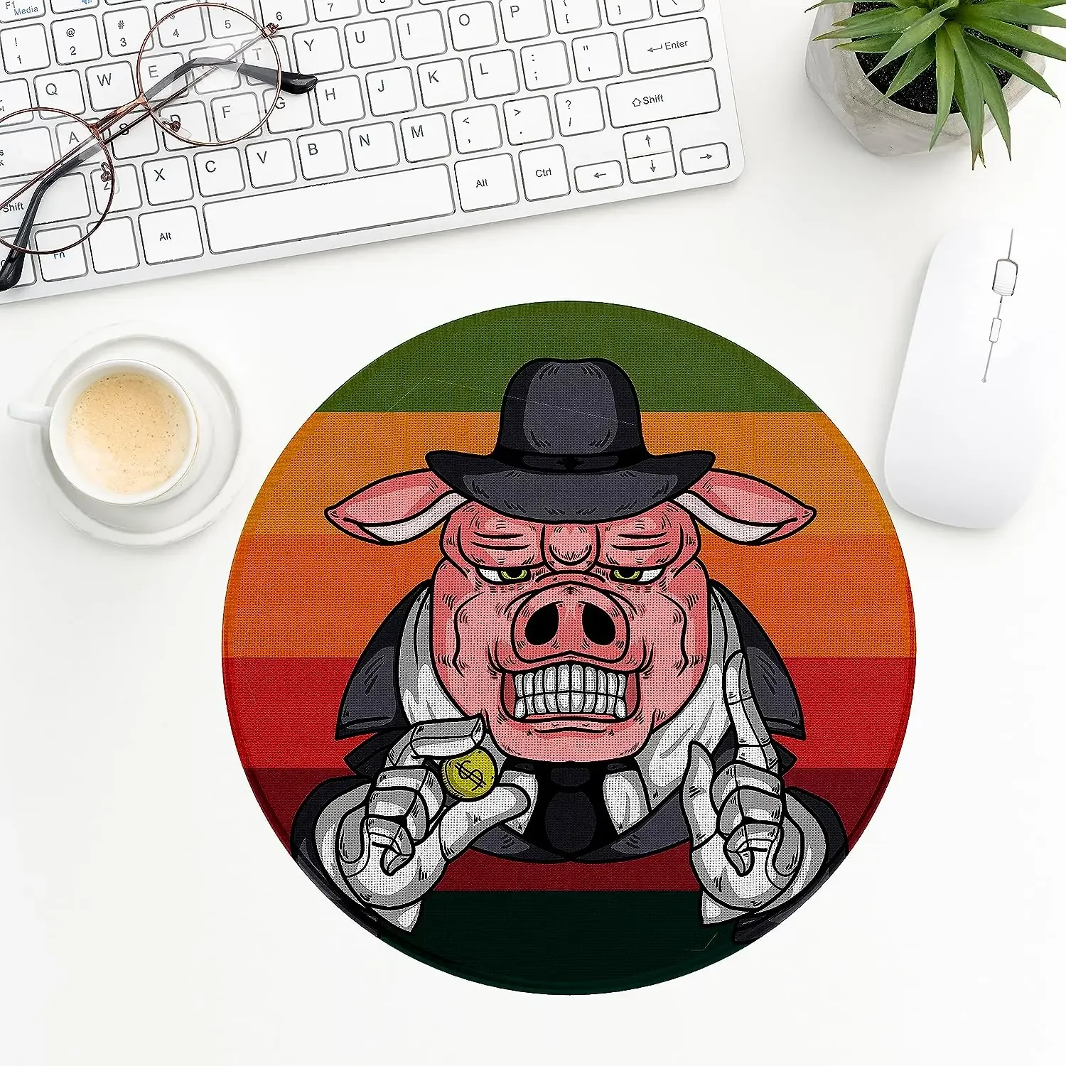 레트로 탐욕스러운 돼지 코인 게임 마우스 패드 미끄럼 방지 고무 마우스 패드 사무실 컴퓨터 용 방수 마우스 매트 7.9 x  7.9-Freehip.co.kr