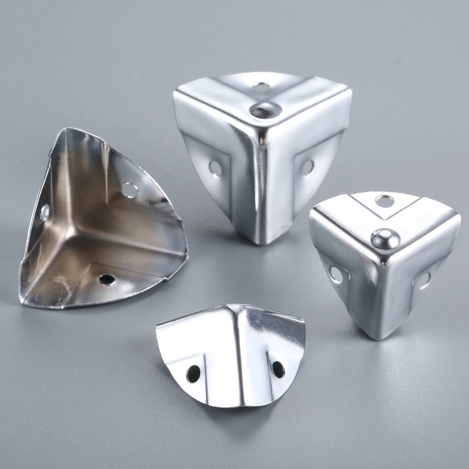 4pcs Metal Box Corners Protector 23/28mm Triangle Scalloped Code Pressed Bumps Decor Luggage Aluminum Suitcase Toolbox Speaker furniture hardware angled furniture hardware furniture corner protector decorative corner cover metal decorative protectors