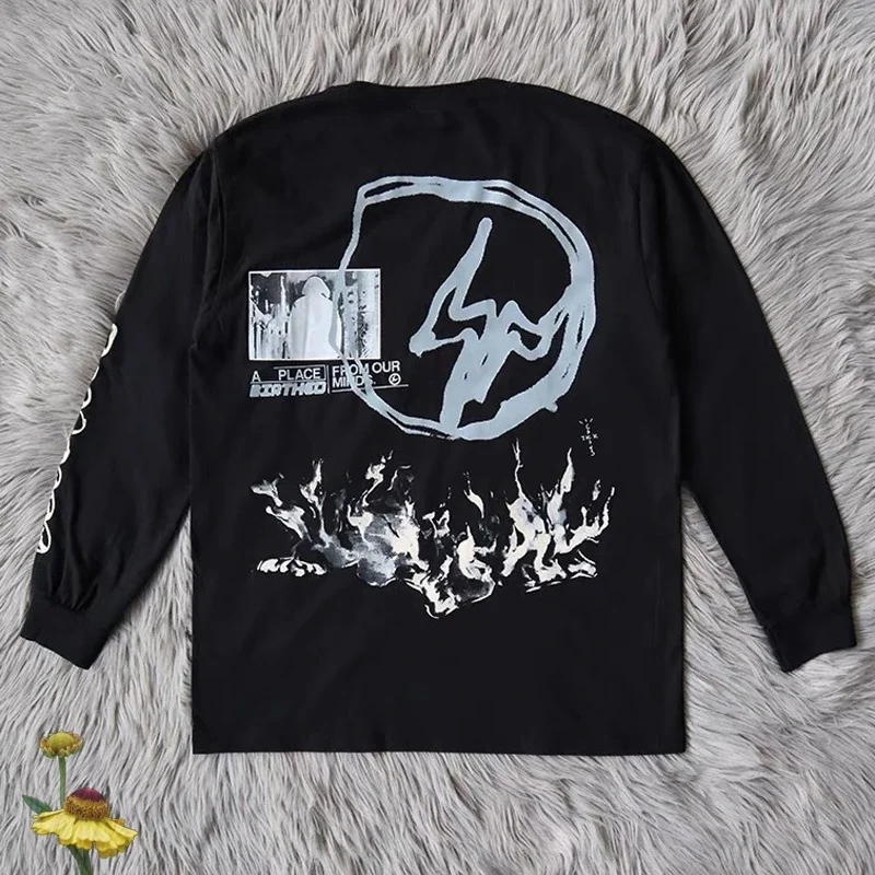 Cactus Jack T-Shirt Manica Lunga High Street Fashion Hip Hop Pullover Uomo Donna Allentata Dilow Cactus Jack Top Tees