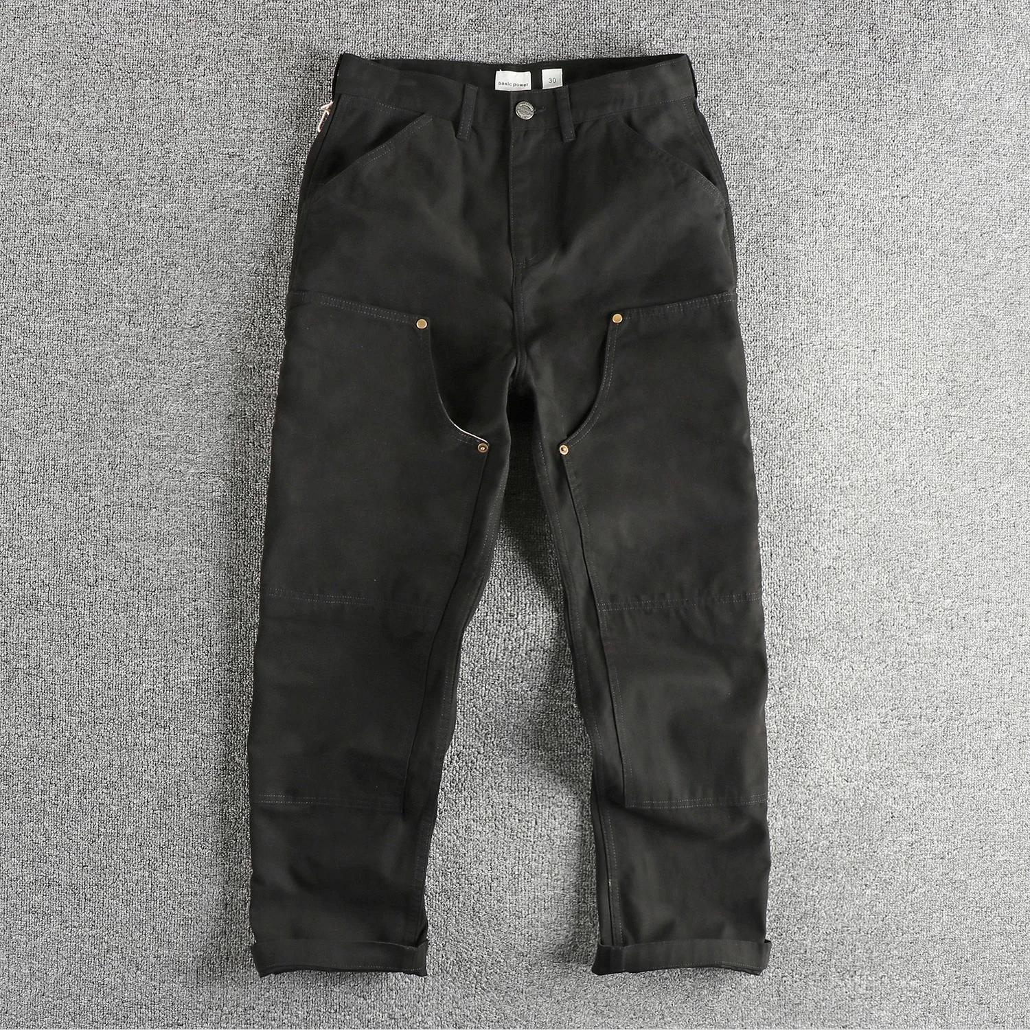 Heavy compact beaded woven men's casual pants American retro trend stitching design sense long cargo