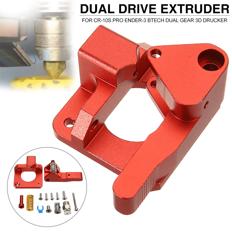 Dual Drive Extruder For CR-10S PRO Ender-3 Btech Dual Gear 3D Printer Parts Aluminum Extrusion Extruder 1.75mm Filament Diameter