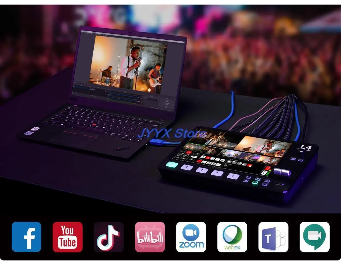 FEELWORLD L4 Video Switcher for Live Streaming Equipment Card Mixer Equipments Photo Studio Camera HDMI-compatibe