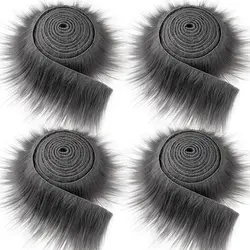 Luxurious Handmade Plush Fur Ribbon Trim Fabric Roll (Dark grey)