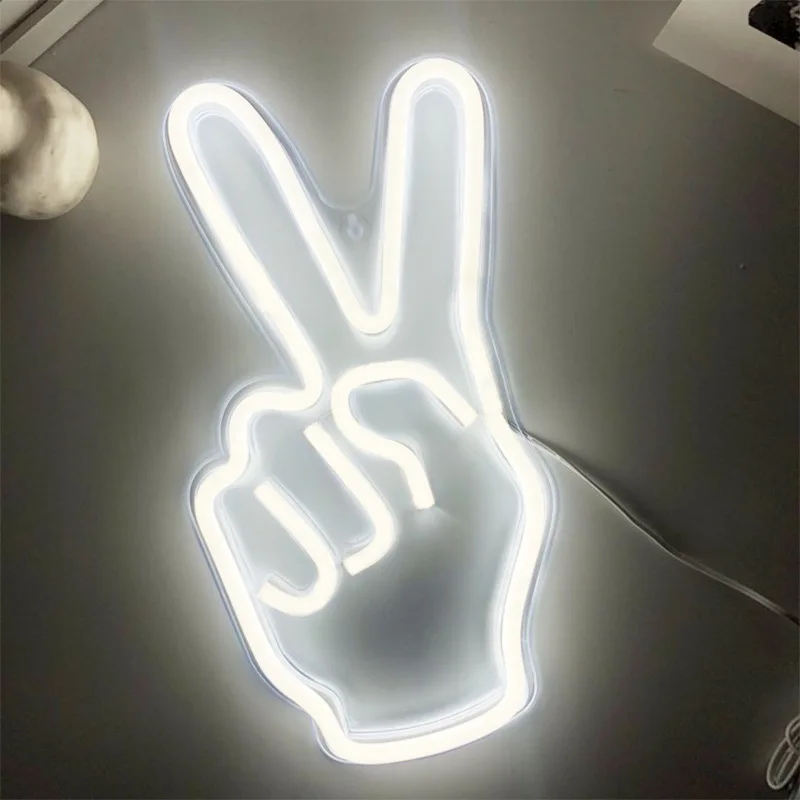 Светодиодный неоновый светильник Win Gesture настенный с пальцами Рождественский