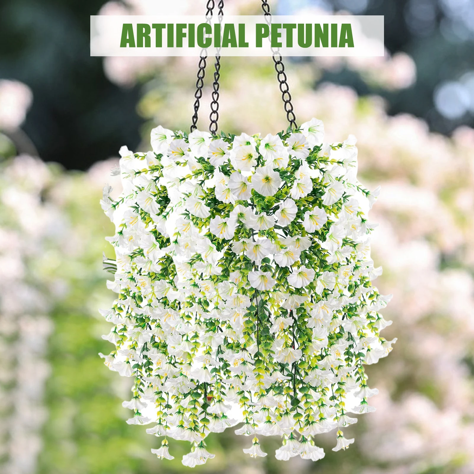 2Pcs Artificial Morning Glory Hanging Flowers Fake Flower Outdoor Home Garden Wall Hanging Artificial Plants Wedding Party Decor