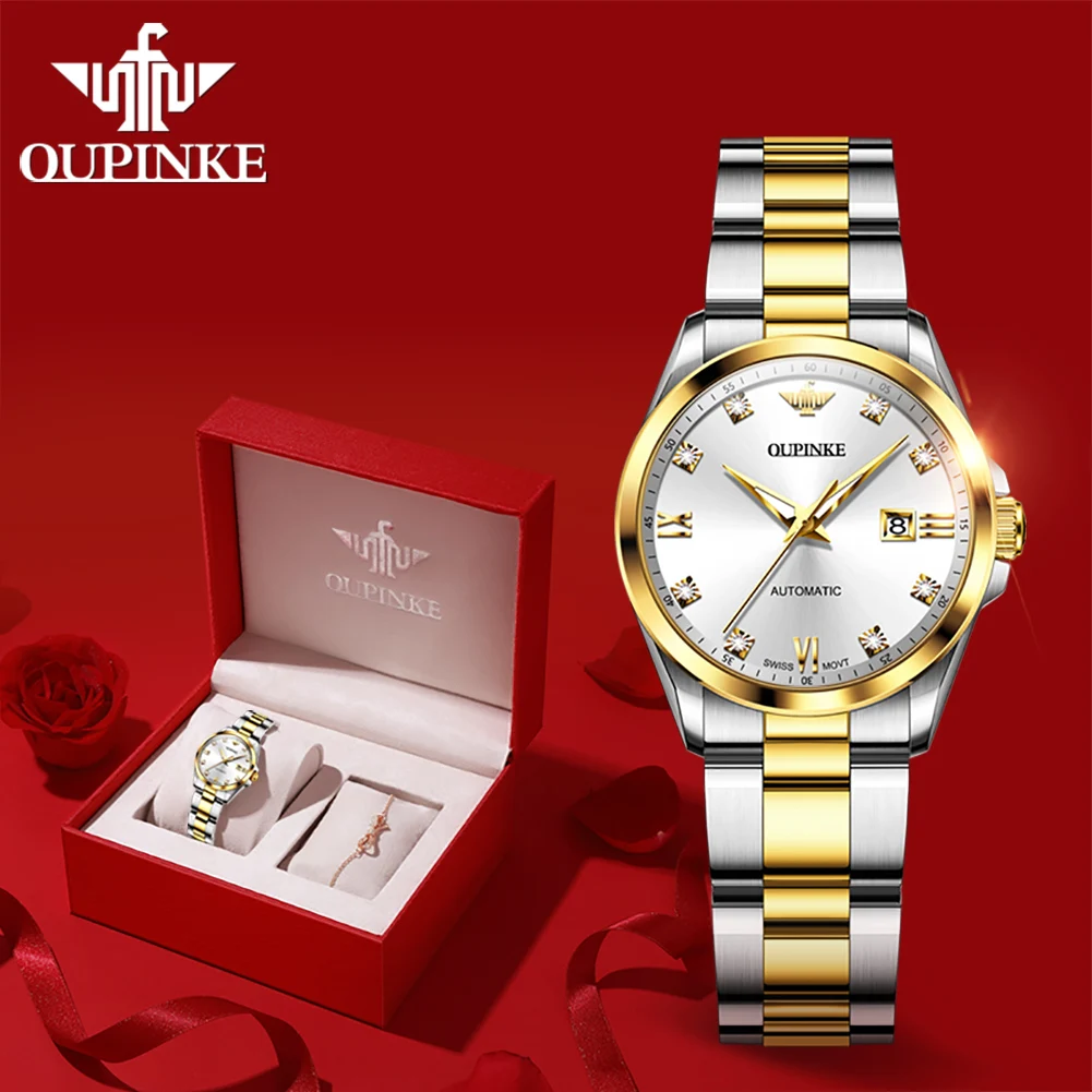 OUPINKE 3199 High end Brand Swiss Movement Women's Watches Sapphire Automatic Mechanical Watch 50m Waterproof Bracelet Gift Box 2
