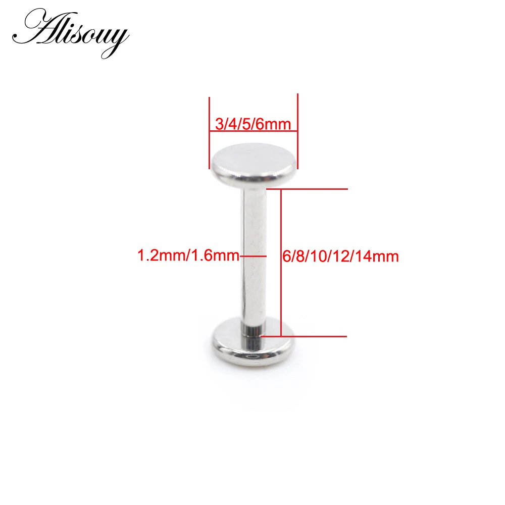 Titanium Anodized Flat Labret Lip Stud and Cartilage Barbell Earrings