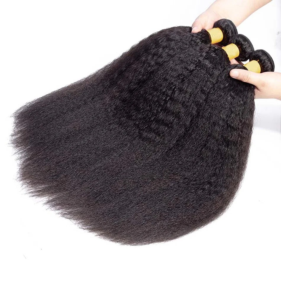 Kinky Straight Hair Bundles Human Hair Extensions for Woman Cheap Yaki Straight 1/3/4 Bundle Deals Natural Weave