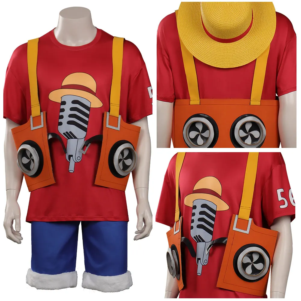 

One Piece Film Red 2022 Monkey D. Luffy Cosplay Costume Outfits Halloween Carnival Suit